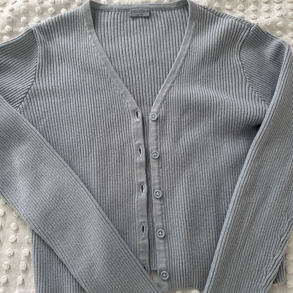 Brandy Melville Light Blue Ribbed Cardigan